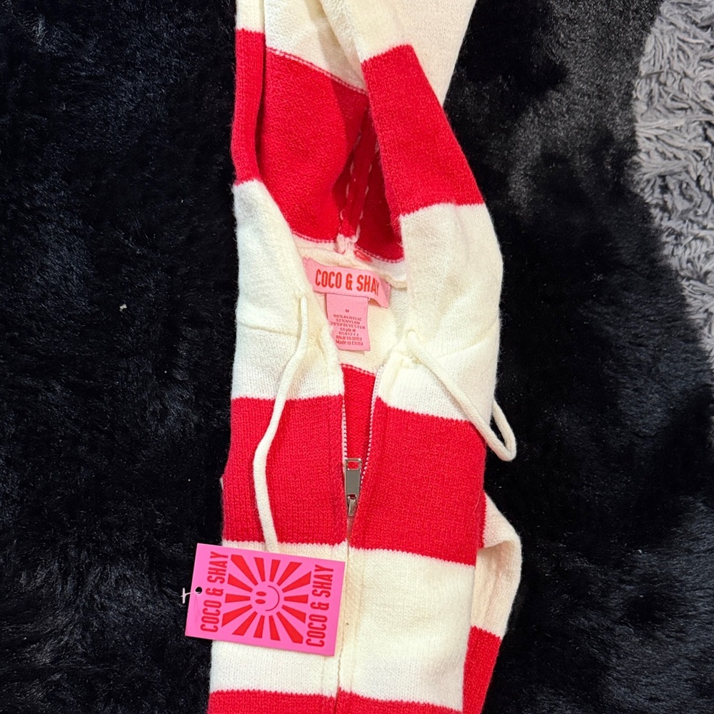 Coco & Shay Red and White Striped Women's Sweater